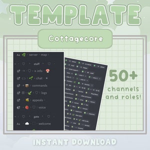 Cottagecore Discord Server Template | 50+ channels and roles | aesthetics | cute | green server template | INSTANT DOWNLOAD