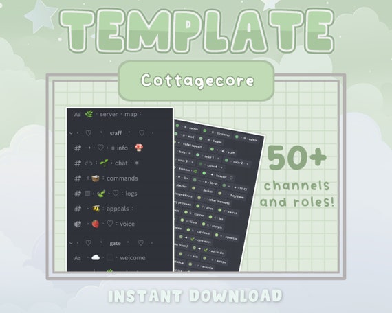 Cottagecore Discord Server Template | 50+ channels and roles | aesthetic | cute | green server template | INSTANT DOWNLOAD