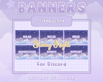 30 Starry Night Discord Channel Banners | Headers | Sleepycore | Dreamcore | Aesthetic | cute | INSTANT DOWNLOAD