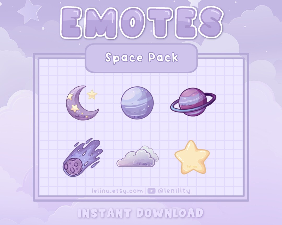 Space Emote Pack for Twitch and Discord Sleepycore Streamers Moon