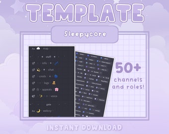 Sleepycore Discord Server Template | 50+ channels and roles | Dreamcore | Spacecore | aesthetic | cute | INSTANT DOWNLOAD