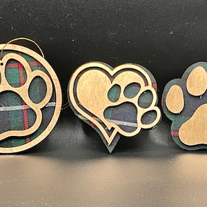 Puppy/dog paw tartan ornament