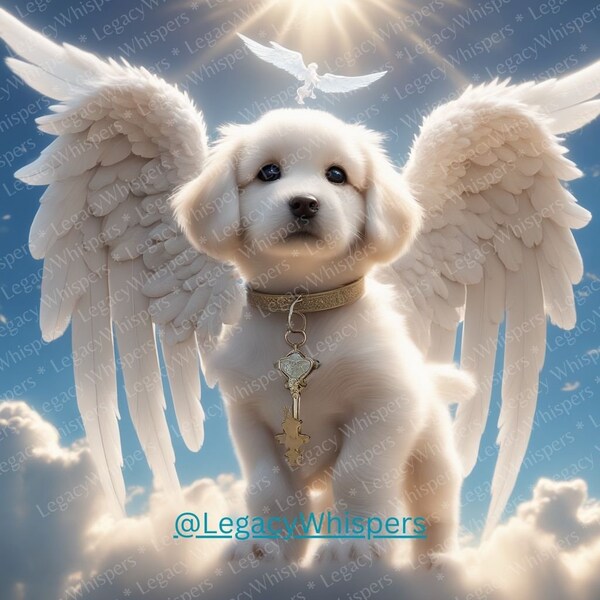 Pet Loss Background PNG File AI Art Funeral Memorial Clouds Angel Wings Instant Digital Downloadable Instant Commercial Use