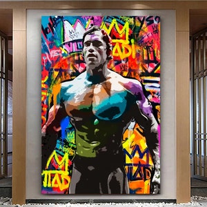 Arnold Icon Stretched Extra large Canvas Print Urban Modern Graffiti Art Wall Gym Design Sport Sport Teenage Christmas Gift for Him