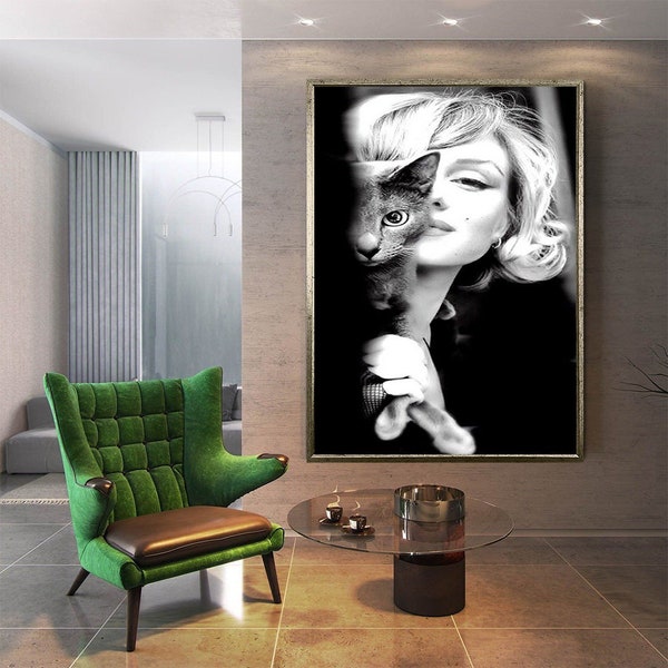Marilyn monroe canvas,woman portrait wall decoru, woman home decor, woman art, woman portrait,trendy lux canvas print,trendy woman canvas,
