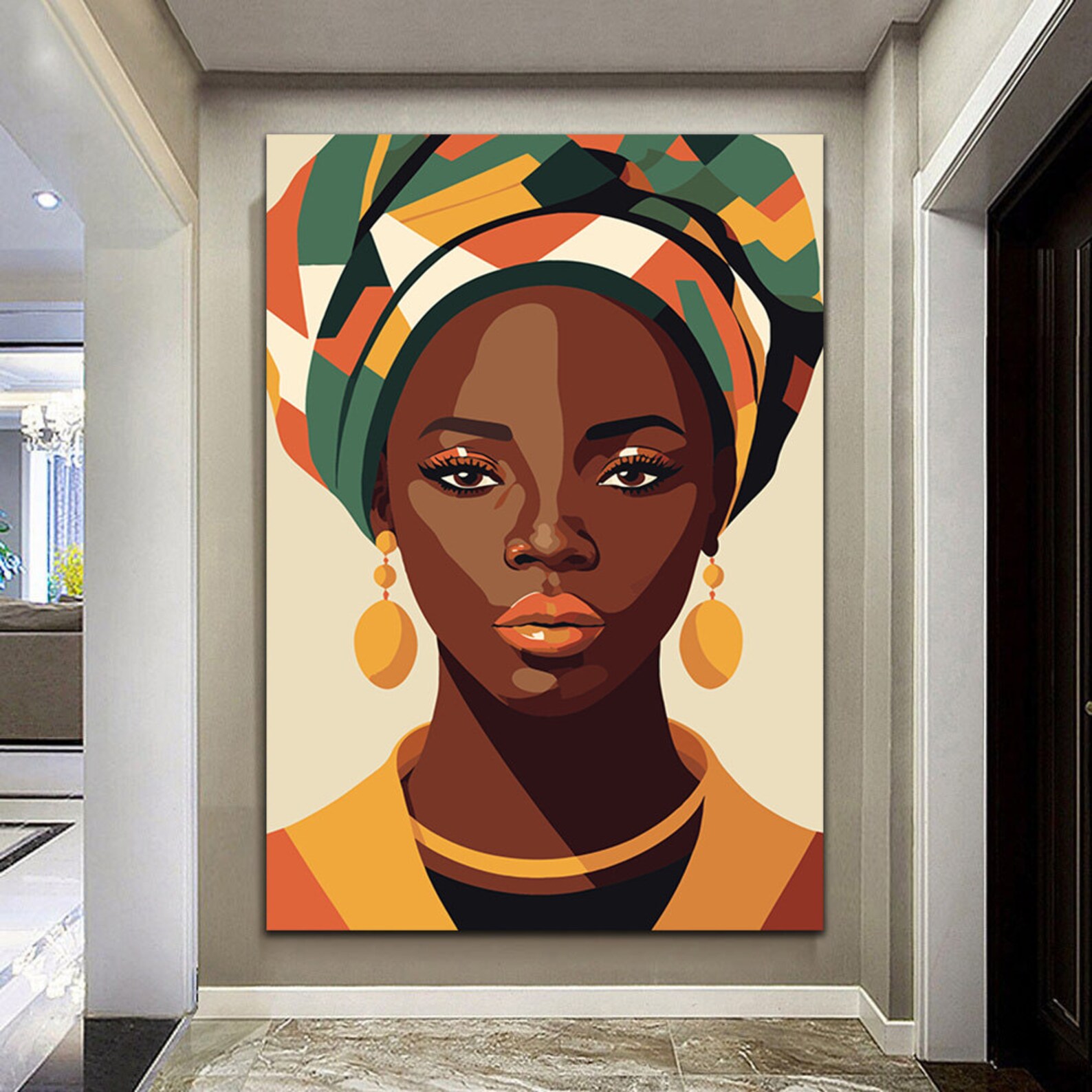 African Woman Canvas Wall Art: Ethnic Portrait Decor - UK
