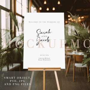 Wedding Sign Mockup Welcome Sign Mockup Wedding Easel Mockup PSD Seating Chart Sign Mock Up Baby Shower Sign 18X24 Boho Wedding Easel Mock