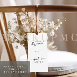 Reserved Chair Tag Mockup Name Tag Mockup Wedding Seat Tag Mockup 4X8 Wedding Stationary Mock Up 4X8 Card Mock Up PSD Smart Object Mock Up