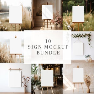 Wedding Sign Mockup Bundle Wedding Easel Mockup Bundle Seating Chart Mockup Bundle Bridal Shower Sign Boho 18x24 Sign Welcome Easel PSD