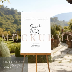 Wedding Sign Mockup Welcome Sign Mockup Wedding Easel Sign Mockup  Seating Chart Sign Bridal Shower Boho Wedding 18X24 Easel Mock Up PSD