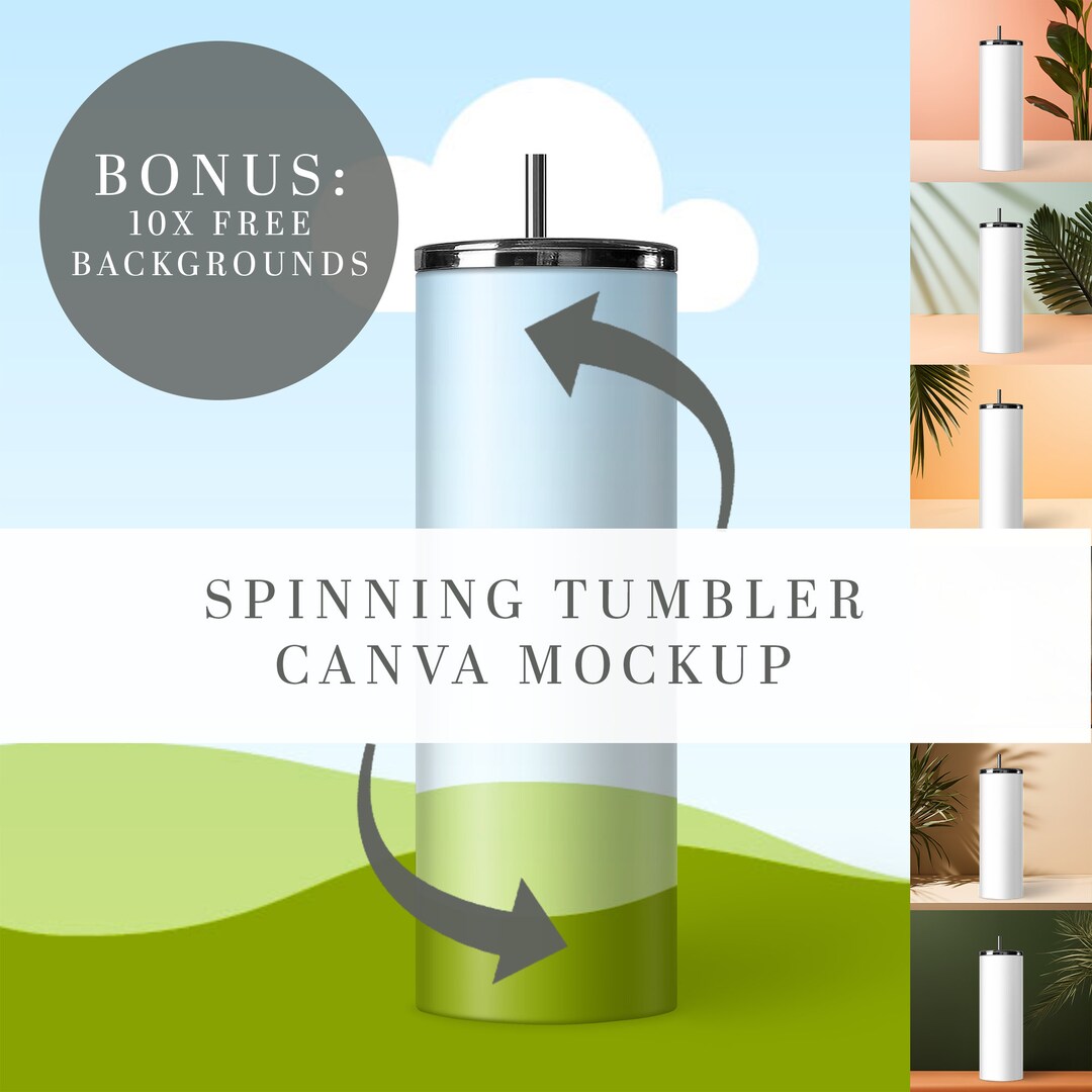 Rotating Tumbler Mockup CANVA 20oz Spinning Tumbler Mockup Bundle 20oz