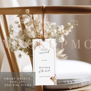 Reserved Chair Tag Mockup Name Tag Mockup Wedding Seat Tag Mockup 4X8 Wedding Stationary Mock Up 4X8 Card Mock Up PSD Smart Object Mock Up
