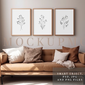 Houten lijst mockup Houten lijst mock-up Scandinavische lijst mockup PSD-mockup set van 3 muurkunst mock-up 5 x 7 afdrukken mock-up muurkunst weergeven