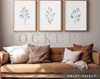 Wood Frame Mockup Wooden Frame Mock Up Scandinavian Frame Mockup PSD Mockup Set of 3 Wall Art Mock Up 5X7 Print Mock Up Wall Art Display