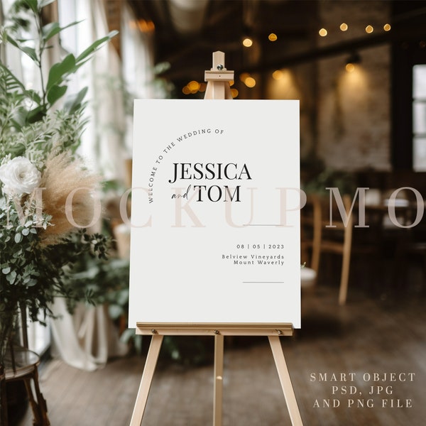 Bruiloft teken Mockup Welkom teken Mockup Bruiloft ezel teken Mockup zitplaatsen grafiek teken bruids douche Boho bruiloft 18 X 24 ezel Mock Up PSD