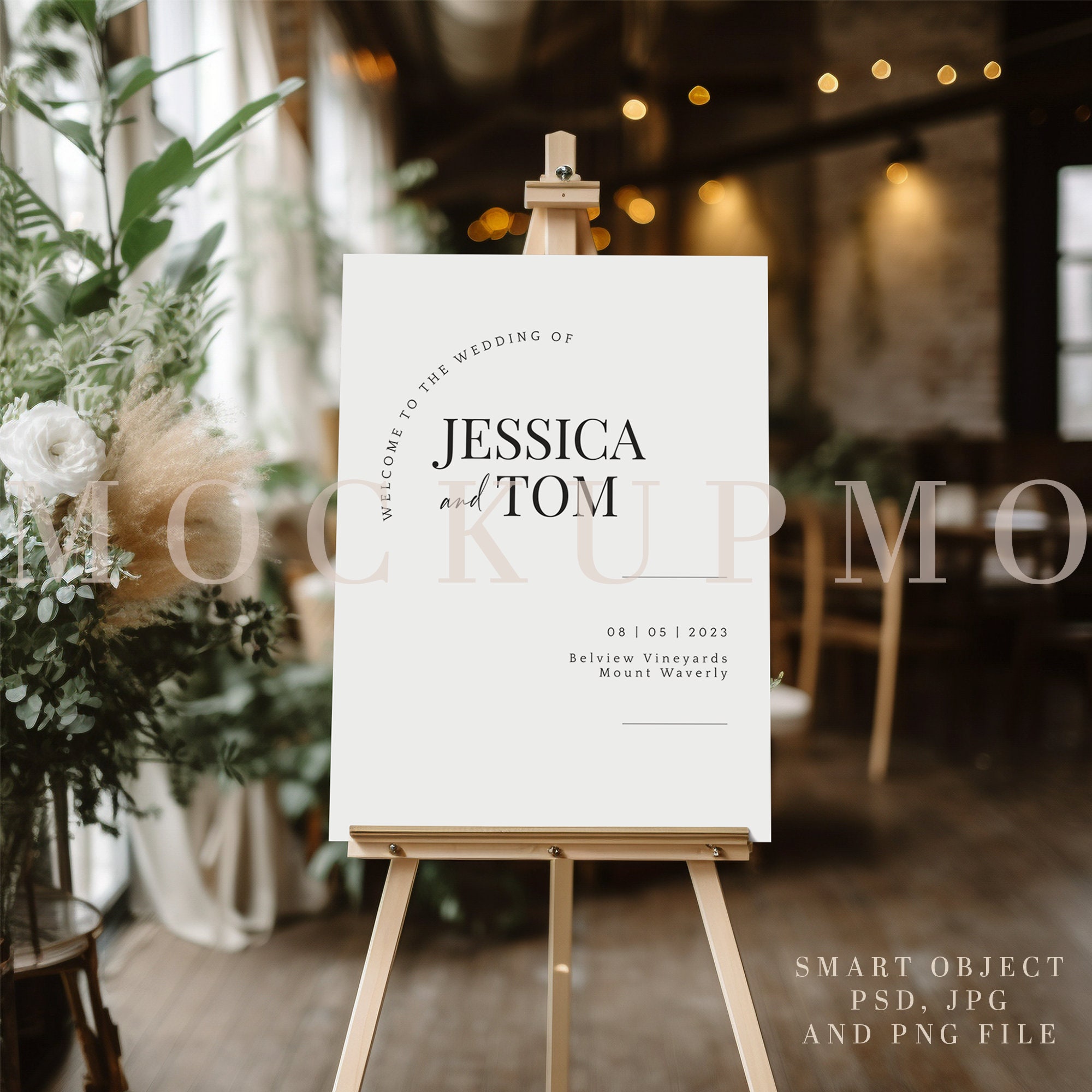 Easel for Wedding Sign Modern, Wooden Floor Easel for Welcome Sign