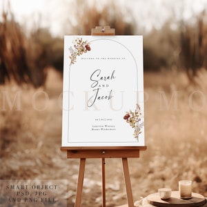 Wedding Sign Mockup Welcome Sign Mockup Wedding Easel Sign Mockup 18X24 Seating Chart Sign Bridal Shower Boho Wedding Easel Mock Up PSD
