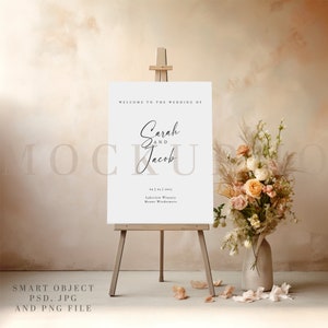 Wedding Sign Mockup Welcome Sign Mockup Wedding Easel Sign Mockup 18X24 Seating Chart Sign Bridal Shower Boho Wedding Easel Mock Up PSD