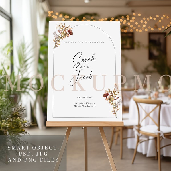 Wedding Sign Mockup Welcome Sign Mockup Wedding Easel Mockup PSD Seating Chart Sign Mock Up Baby Shower Sign 18X24 Boho Wedding Easel Mock