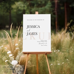 Wedding Sign Mockup Welcome Sign Mockup Wedding Easel Sign Mockup 18X24 Seating Chart Sign Bridal Shower Boho Wedding Easel Mock Up PSD