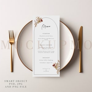 Maquete de menu de casamento Maquete de mesa de casamento Maquete de mesa Prato de jantar Placa de cerâmica minimalista PSD 4X9 Maquete de casamento Maquete estacionária