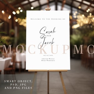 Wedding Sign Mockup Welcome Sign Mockup Wedding Easel Sign Mockup  Seating Chart Sign Bridal Shower Boho Wedding 18X24 Easel Mock Up PSD