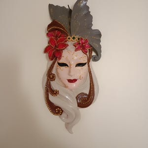 Collectible Handmade Wall Mask, Decorative Object for a New Home Gift, Retro Style Female Bust Wall Decor, Vintage Inspired Mask