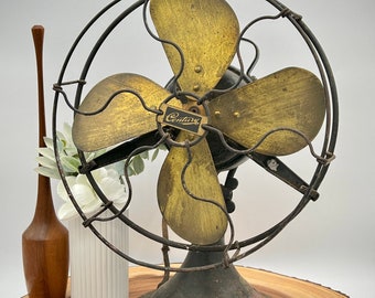 Antique 1923 Century Model 224 10” Brass 4-Blade Art Deco Fan