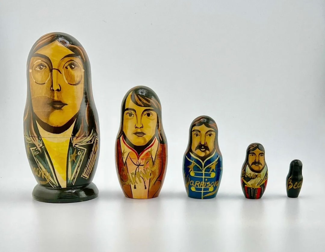 The Beatles Wooden Nesting Dolls Handpainted Signed Russian Etsy
