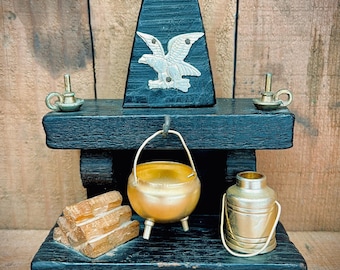 Colonial Dollhouse Miniature Vintage Fireplace Diorama