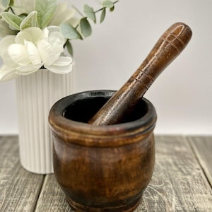 Antique Wooden Mortar and Pestle