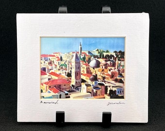 Jerusalem Painting by Menorah Gallery & Publishing, 7 X 5.75” Matted, Signed