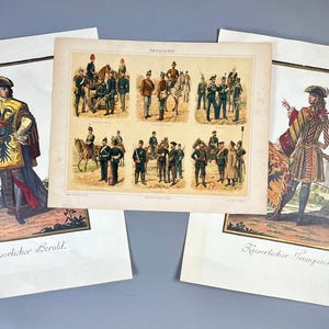 Vintage Military Uniform Prints Set of 3 Kaiserlicher Herald Artillerie