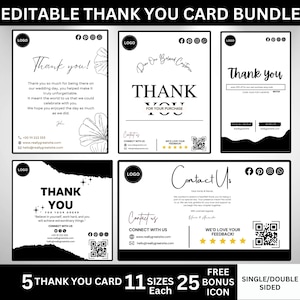 Thank You Card Bundle, Business Thank You Card Template, Thank You For Order Packaging Card, Thank You Card Printable, Custom Package Insert