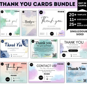 Editable Small Business Thank You Card, Small Business Card, Marketing Cards Template, Thank You For Order Packaging Card, Package Insert