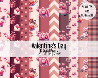 Valentine's Day Seamless Repeating Pattern, Love Background, Valentine's Day Background, Printable Digital Paper