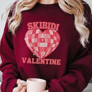 Skibidi Valentine Sweatshirt Preppy Tween Valentine&#39;s Sweatshirt Gen Alpha Gifts, Trendy Graphic Sweater
