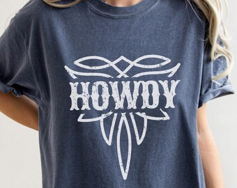 Boot Stitch Western Shirt, Comfort Colors Cowgirl Howdy T-shirt, Shirt for the Rodeo