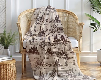 Wild West Cowboy Blanket, Plush Blanket Cowboy, Western Cowboy Blanket, Gifts for Cowgirl Vintage Western Rodeo Decor