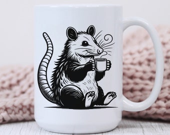 Cute Opossum Mug Gift for Possum Lovers Large Capacity 15 oz Coffee Mug Weird Opossum Gift for Nature Lovers Best Selling Mug
