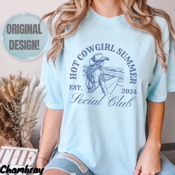 Hot Cowgirl Summer Shirt Social Club Coastal Cowgirl Ocean Inspired Style Beachy Shirts Coconut Girl Comfort Colors Surfer Girl Shirt