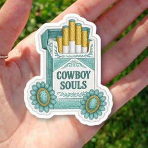 Faux Embroidered Patch Western Sticker, Retro Cowboy Adhesive Graphic, Cowgirl Decorative Sticker for Laptop Journal EReader