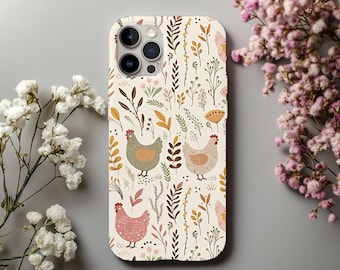 Cottagecore Chicken Phone Case, Floral Chicken Case for Cellphone, Phone Cover for iPhone Samsung Galaxy Pixel