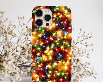 Julbelysningsskal, mysigt vinterskal för iPhone 17 17Pro 16, 15, 14, Samsung, Pixel, Festligt julskal, Glitterjulskal