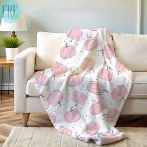 Coquette Halloween Pink Pumpkin Blanket Fall Pastel Home Decor Cute Halloween Throw Blanket