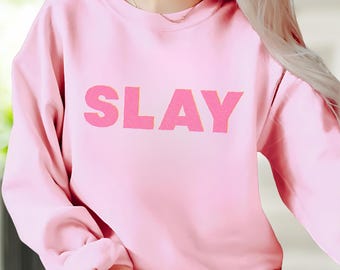 Sudadera SLAY, camisetas Slay, sudaderas de cuello redondo de moda para adolescentes y niñas, regalos Slay All Day Girl, regalos para adolescentes Gen Alpha Slang