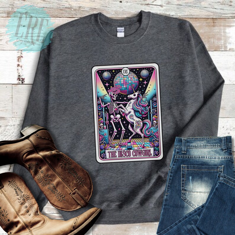 Disco Cowgirl Shirt Bachelorette Sweatshirt Cowgirl Skeleton Cyberpunk