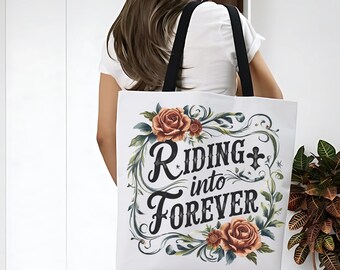 Country Wedding Tote, Riding Into Forever Western Bridal Party Tote Bag, Bridal Party Gift Bags, Country Girl Honeymoon Travel Bag