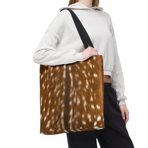 Fawn Print Tote Bag, Spotted Fur Deer Bag, Rustic Woodland Shopping Bag, Baby Deer Fur Print Tote