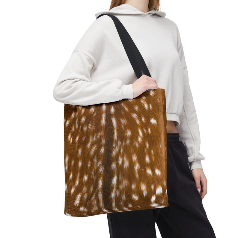 Fawn Print Tote Bag, Spotted Fur Deer Bag, Rustic Woodland Shopping Bag, Baby Deer Fur Print Tote
